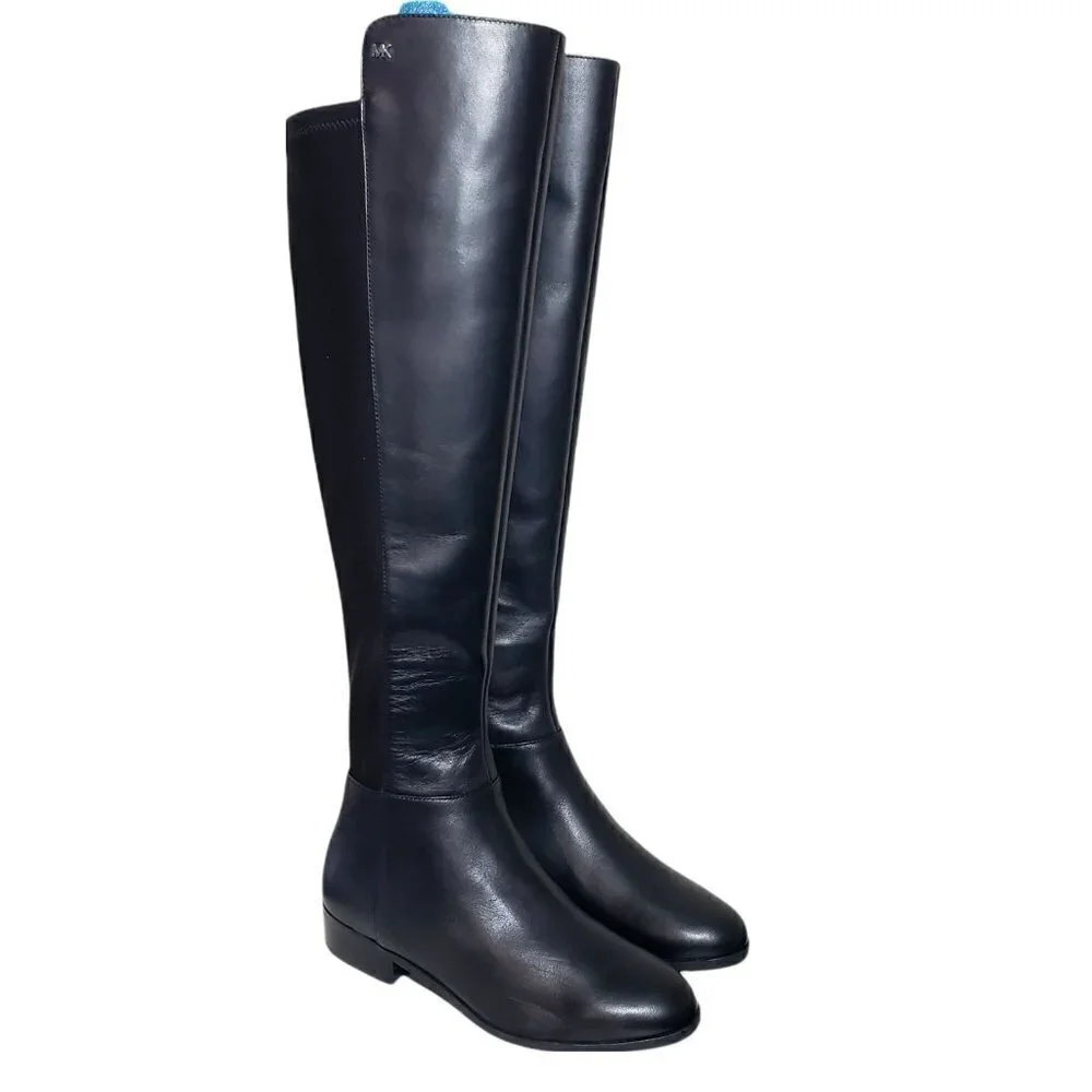 MICHAEL Michael Kors Womens Black Bromley Leather Knee High Riding Boots Size 5M